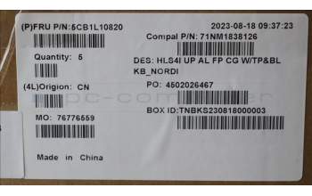 Lenovo 5CB1L10820 COVER UpCase_NORDIC C82XD FP CG BL AL