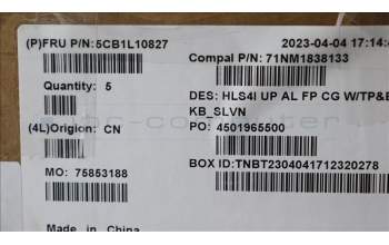 Lenovo 5CB1L10827 Tastatur inkl. Topcase_SLV C82XD FP CG BL AL