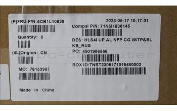 Lenovo 5CB1L10839 Tastatur inkl. Topcase_RUS C82XD NFP CG BL AL