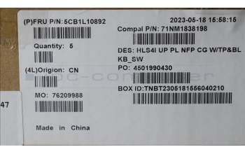 Lenovo 5CB1L10892 Tastatur inkl. Topcase_SWS C82XD NFP CG BL PL