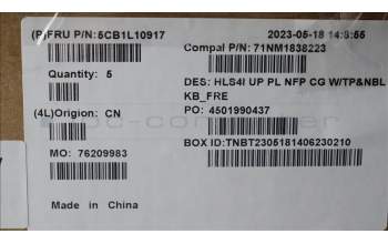 Lenovo 5CB1L10917 Tastatur inkl. Topcase_FRA C82XD NFP CG NBL PL