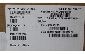 Lenovo 5CB1L11183 Tastatur inkl. Topcase_SWS C82XD NFP AB BL AL