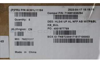 Lenovo 5CB1L11184 Tastatur inkl. Topcase_BUL C82XD NFP AB BL AL