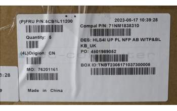 Lenovo 5CB1L11200 Tastatur inkl. Topcase_UK C82XD NFP AB BL PL