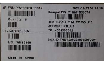 Lenovo 5CB1L11358 C-Cover with keyboard,English,Cloud Grey,Backlight,Fingerprint