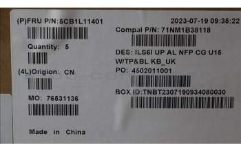 Lenovo 5CB1L11401 Tastatur inkl. Topcase_UK C82XF NFP CG BL AL