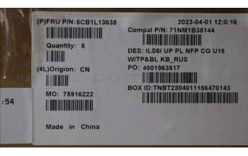 Lenovo 5CB1L13635 Tastatur inkl. Topcase_RUS C82XF NFP CG BL PL