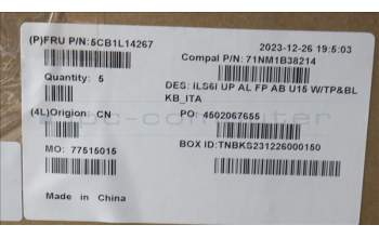 Lenovo 5CB1L14267 Tastatur inkl. Topcase_ITA C82XF FP AB BL AL