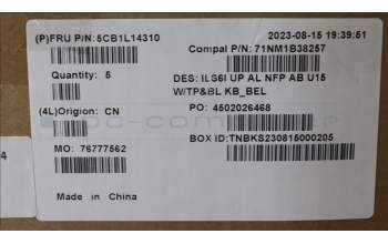 Lenovo 5CB1L14310 Tastatur inkl. Topcase_BEL C82XF NFP AB BL AL