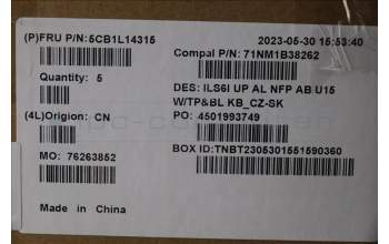 Lenovo 5CB1L14315 COVER UpCase_CZE/SLK C82XF NFP AB BL AL