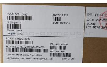 Lenovo 5CB1L30207 C-Cover with keyboard, UK English, Abyss Blue, Backlight, Non-FingerPrint, UK