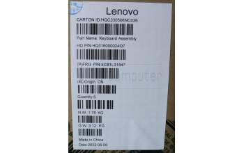 Lenovo 5CB1L31847 C-Abdeckung mit Tastatur, Skandinavien, Sturmgrau, Fingerabdruck