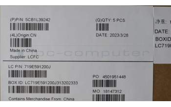 Lenovo 5CB1L39242 C-Abdeckung mit Tastatur, Hebräisch, RGB-Hintergrundbel.