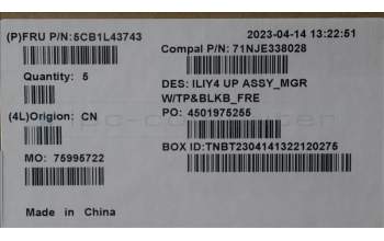 Lenovo 5CB1L43743 Tastatur inkl. TopcaseASM_FRA C21JG MG BL
