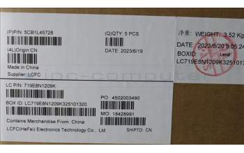 Lenovo 5CB1L45728 C-Cover with keyboard, Italian, Arctic Grey, Backlight, UK