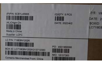 Lenovo 5CB1L45905 C-Abdeckung mit Tastatur, Italienisch, Arktisgrau, Nicht_beleuchtet, Fingerabdruck