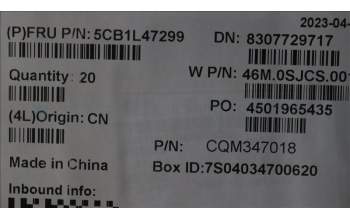 Lenovo 5CB1L47299 COVER FRU COVER C COVER,ASM,BK,WL,Golem2