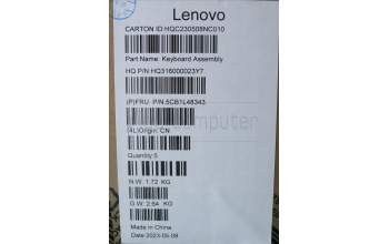 Lenovo 5CB1L48343 C-Abdeckung mit Tastatur, Belgisch, aquamarinblau, Ohne Fingerabdruck, GB