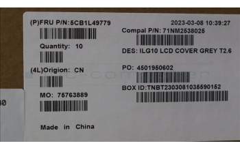 Lenovo 5CB1L49779 LCD Cover C 82XV T2.6
