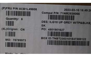 Lenovo 5CB1L49808 C-Abdeckung mit Tastatur, Tschechisch/Slowakisch, Hintergrundbeleuchtung, GB