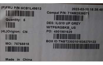 Lenovo 5CB1L49813 C-Abdeckung mit Tastatur, Englisch, RGB-Hintergrundbel.