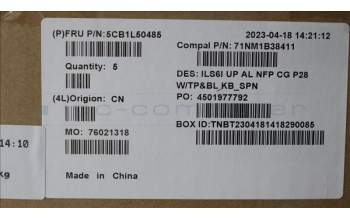 Lenovo 5CB1L50485 C-Abdeckung mit Tastatur, Spanisch, Wolkengrau, Hintergrundbeleuchtung, Ohne_Fingerabdruckscanner