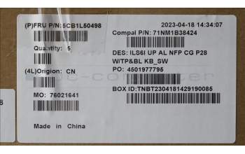 Lenovo 5CB1L50498 C-Abdeckung mit Tastatur, Schweiz, Wolkengrau, Hintergrundbeleuchtung, Ohne_Fingerabdruckscanner