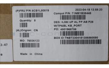 Lenovo 5CB1L50519 C-Abdeckung mit Tastatur, Portugiesisch, tiefblau, Hintergrundbeleuchtung, Fingerabdruck