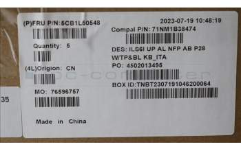 Lenovo 5CB1L50548 COVER UpCase_ITA C82XF NFP AB BL ALDF