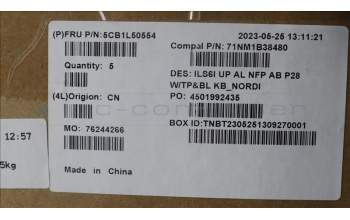 Lenovo 5CB1L50554 C-Cover with keyboard,Nordic,Abyss Blue,Backlight,Non_Fingerprint