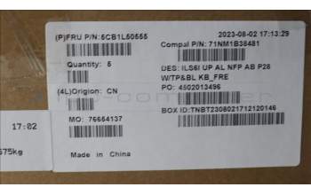 Lenovo 5CB1L50555 C-Abdeckung mit Tastatur, Französisch, Tiefblau, Hintergrundbeleuchtung, Ohne_Fingerabdruckscanner