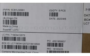 Lenovo 5CB1L50991 C-Abdeckung mit Tastatur, Deutsch, arktisgrau, Hintergrundbeleuchtung, Fingerabdruckleser