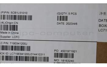 Lenovo 5CB1L51010 C-Abdeckung mit Tastatur, Englisch (GB), Arktisgrau, Hintergrundbeleuchtung, Fingerabdruck