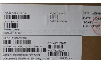 Lenovo 5CB1L55130 C-Abdeckung mit Tastatur, Skandinavien, sturmgrau