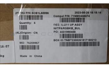 Lenovo 5CB1L55996 C-Abdeckung mit Tastatur, Bulgarisch, RGB-Hintergrundbel., GB