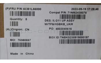 Lenovo 5CB1L56000 C-Abdeckung mit Tastatur, Ukraine, RGB-Hintergrundbel.