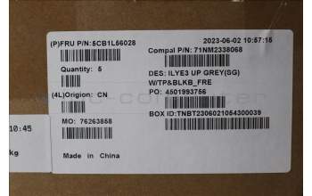 Lenovo 5CB1L56028 C-Abdeckung mit Tastatur, Französisch, Sturmgrau, Hintergrundbeleuchtung