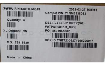 Lenovo 5CB1L56043 C-Abdeckung mit Tastatur, Griechisch, Sturmgrau, RGB-Hintergrundbeleuchtung