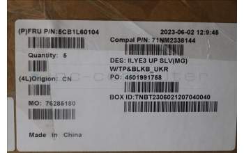 Lenovo 5CB1L60104 C-Abdeckung mit Tastatur, Ukraine, Hintergrundbeleuchtung