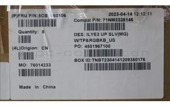 Lenovo 5CB1L60106 C-Abdeckung mit Tastatur, Englisch, Mineralgrau, RGB-Hintergrundbel.