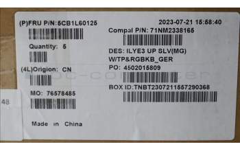 Lenovo 5CB1L60125 C-Abdeckung mit Tastatur, Deutsch, Mineralgrau, RGB-Hintergrundbel.