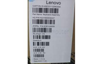 Lenovo 5CB1L64506 C-Abdeckung mit Tastatur, Hebräisch, Mineralgrau, Fingerabdruckleser