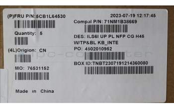 Lenovo 5CB1L64530 C-Abdeckung mit Tastatur, Englisch (US, Euro), Wolkengrau, Hintergrundbeleuchtung, Ohne_Fingerabdruckscanner