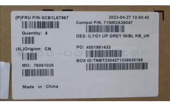 Lenovo 5CB1L67967 Tastatur inkl. Topcase ASM_UK C 82Y3 BLWH