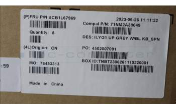 Lenovo 5CB1L67969 C-Abdeckung mit Tastatur, Spanisch, Weiße Hintergrundbeleuchtung