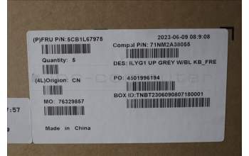 Lenovo 5CB1L67975 C-Abdeckung mit Tastatur, Französisch, Weiße Hintergrundbeleuchtung