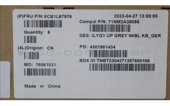 Lenovo 5CB1L67976 Tastatur inkl. Topcase deutsch C 82Y3 BLWH