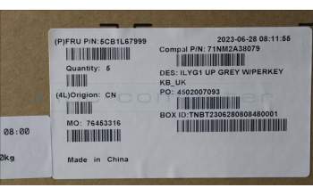 Lenovo 5CB1L67999 C-Abdeckung mit Tastatur, Englisch (GB), RGB-Hintergrundbeleuchtung