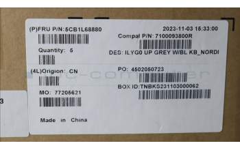 Lenovo 5CB1L68880 C-Abdeckung mit Tastatur, Skandinavien, Weiße Hintergrundbeleuchtung