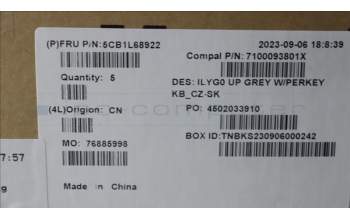 Lenovo 5CB1L68922 C-Abdeckung mit Tastatur, Tschechisch/Slowakisch, RGB-Hintergrundbel., GB